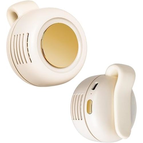 Portable Silent Mini Bladeless Electric Fan Clip on Small Bladeless Clip On Fan for Shirt,2025 New Adjustable 3-Speed Suspended Waist Fans, For Outdoor & Travel & Office, Travel Accessories (1, White)