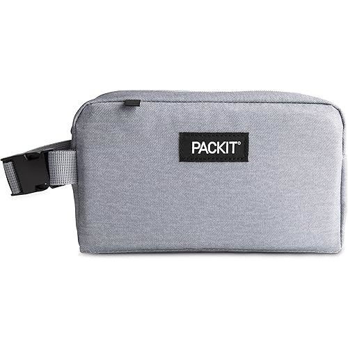 PackIt® Freezable Snack Box, Gray Fog, Built with EcoFreeze® Technology, Collapsible, Reusable, Zip Closure with Buckle Handle, Designed For Work Snacks, Fresh Snacks On the Go, Adults, and All Ages