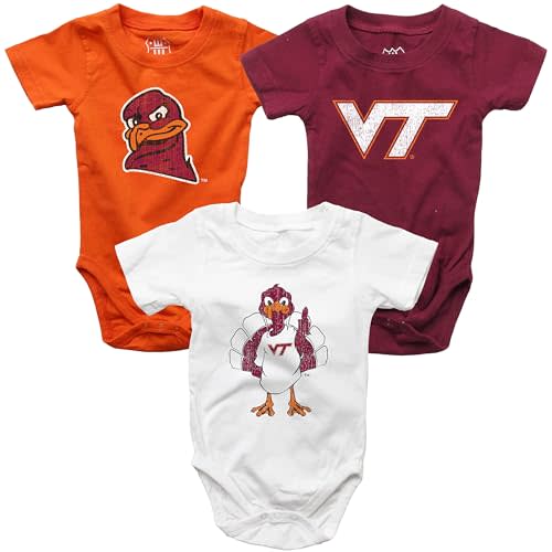 Wes and Willy Baby College Team 3 Pack of Cotton Rompers