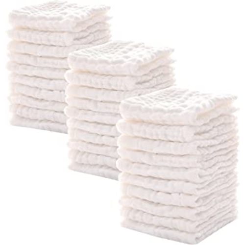 Baby Muslin Washcloths -6 Layer Soft Absorbent Face Towel - Natural Newborn Wipes for Delicate Skin - Baby Registry as Shower