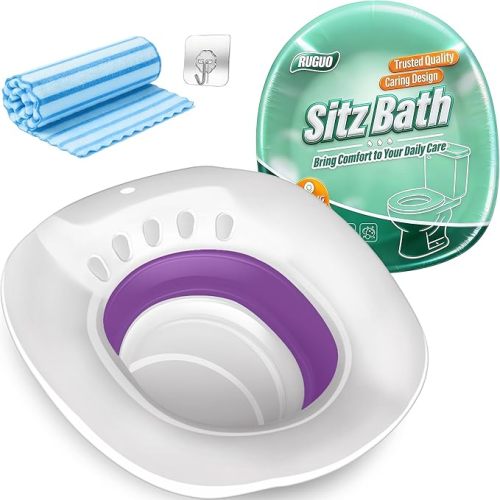 Sitz Bath for Toilet Seat - Yoni Steam Seat - Sitz Bath for Hemorrhoids and Postpartum Care - Portable Bidet BPA Free - Foldable Basin for Epsom Salt Soak - Green