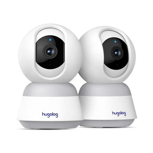 Hugolog 3K 5MP Indoor Pan/Tilt Security Camera with Auto-Focus(2pcs),Ideal for Baby Monitor/Pet Camera/Home Security,Starlight Color Night Vision,Human/Pet AI,Noise Reduction,US Cloud,Works with Alexa