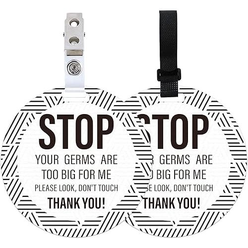 PLIGREAT 2 Pack Stop Don't Touch Baby Sign for Newborn Babys Girl Boy Please Stop Touching Baby Reminder Signage with Stroller Hanging Sign Tag, Black Line