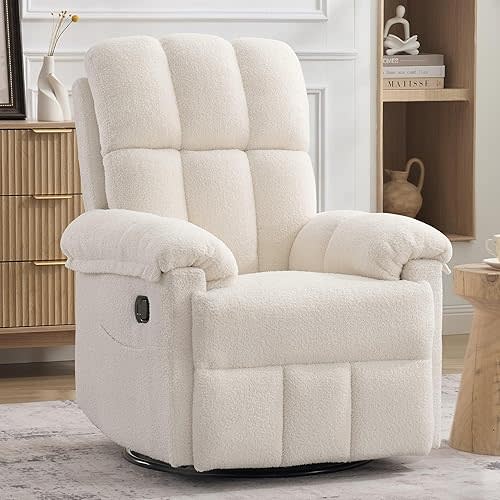 Korser Small Swivel Rocker Recliner Chair, Manual Recliner