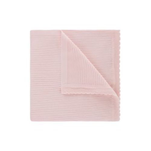 Unisex Scallop Trimmed Rib Knit Blanket - Baby