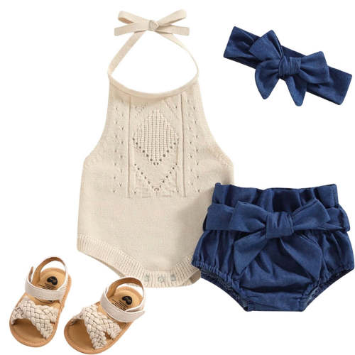 Halter Knit Shorts Set
