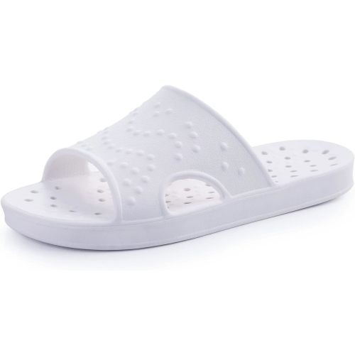shevalues Quick Drying Shower Shoes for Women Men with Arch Support | Lightweight Pool Slides with Drain Holes Comfortable Beach Slipper Sandals for Gym College Dorms