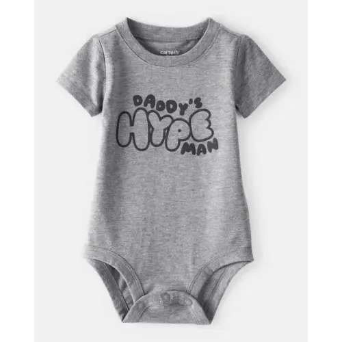 Baby Boy 'Daddy's Hype Man' Short-Sleeve Graphic Bodysuit - Grey | Carter's
