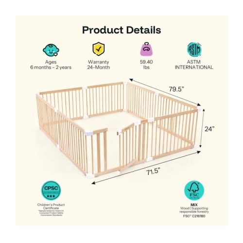 HARPPA Wooden Baby Gate Playpen