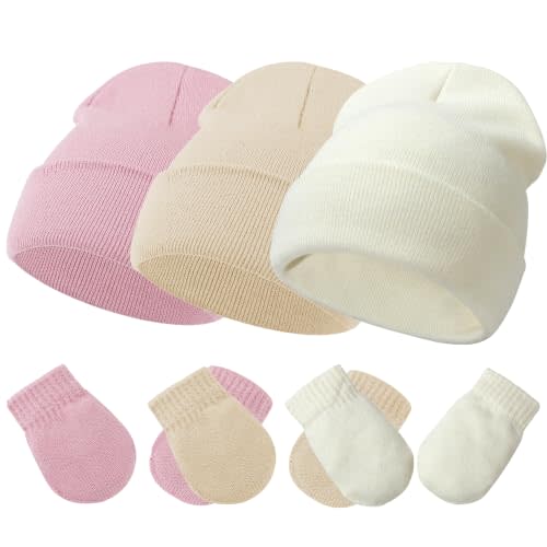 Baby Hats and Mittens Set Infant Toddler Beanie Cap Newborn Gloves for Baby