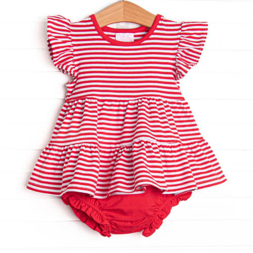 Penny Flutter Sleeve Diaper Set, Red Stripe – Stitchy Fish