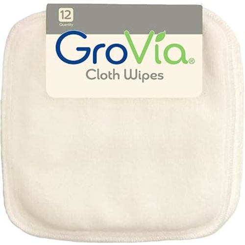 GroVia Reusable Cloth Diapering Wipes, 12 Count