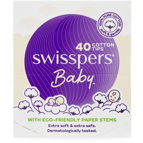 Swisspers Baby Cotton Tips Paper Stems 40 Pack