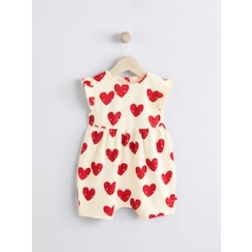 Buy Red Heart Printed Frill Baby Romper from Next USA