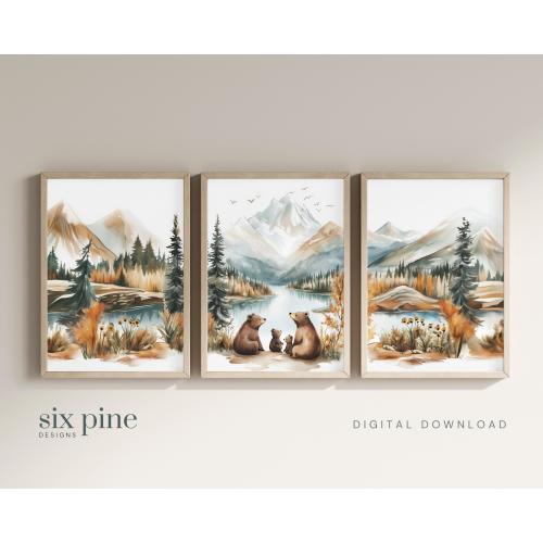 Mountain Nursery Decor | Forest Wall Art | Nursery Wall Art | Forest Nursery Decor | Adventure Nursery | Bear Nursery Print