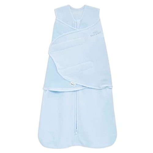 HALO Micro-Fleece Sleepsack Swaddle, 3-Way Adjustable Swaddle Blanket for Newborn and Infants, TOG 3.0 for Cold Climates, Hip Healthy, Baby Blue, Newborn, 0-3 Months