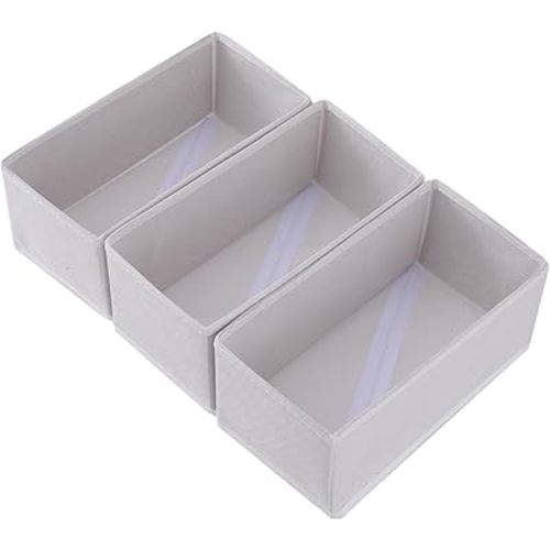 Socks Drawer Organizer Set of 3 Pack Raw White, Underwear Dividers, Closet Cabinet Dresser Wardrobe Storage Boxes for Panties Stockings Leggings