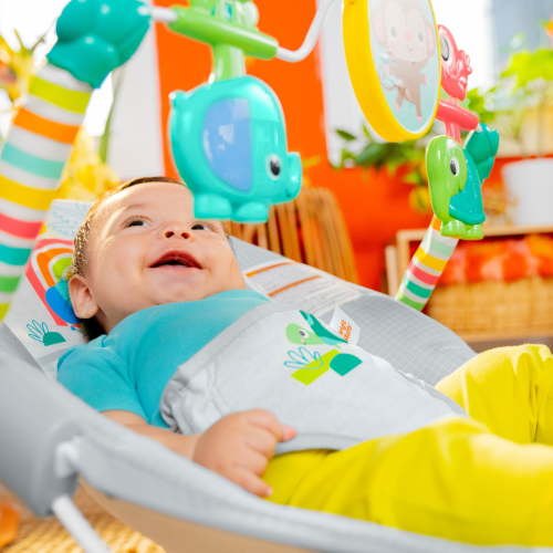 Bright Starts Playful Paradise Vibrating Infant Bouncer, Adjustable, Unisex, Newborn +
