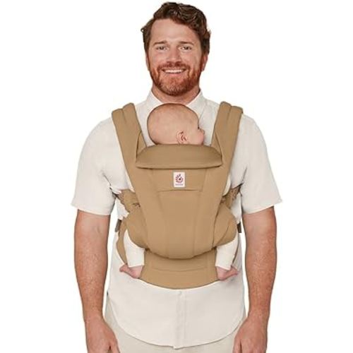 Ergobaby Omni Deluxe Baby Carrier Newborn to Toddler - Breathable Baby Carriers for Summer - All-Position Carrier with Enhanced Lumbar Support & Airflow (7-45 Pounds), Cotton, Camel