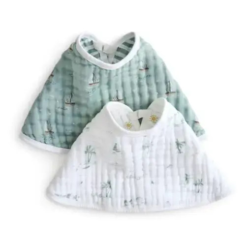 aden + anais Organic Cotton Muslin Oversized Burpy Bib in Sailing Seas