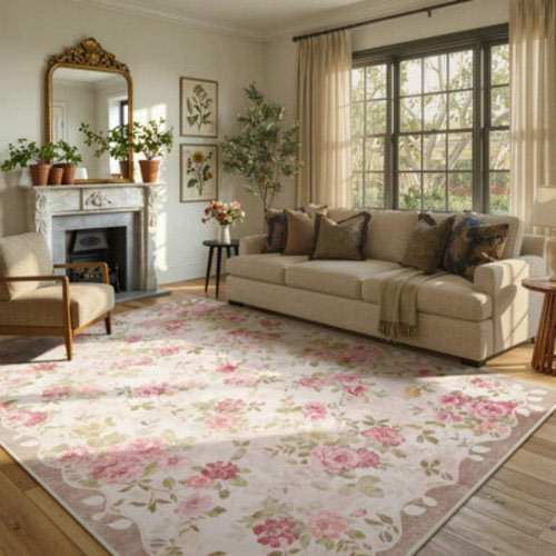 Winston Porter Kaldi Floral Washable Vintage Soft Non Slp Area Rugs for Living Room Bedroom Dining Room Low Pile Thin Boho Carpet & Reviews | Wayfair