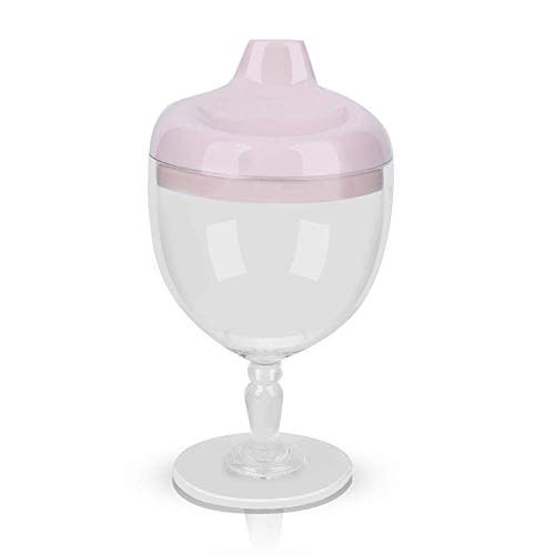 Princess Wine Sippy Cup Spill Proof, Fancy Wine Glass Sippy Cup No Spill for Baby Girl 1+ Year Old, Goblet Style Great for Your Princess Holiday Birthday Party, 5 Ounce (Pink)