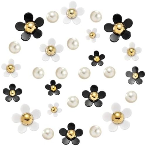 Flower Shoe Charms Cute White Black Pink Yellow Purple Flower Pearl Shoe Charms for Kids Teens Adults Women Birthday Party Favor