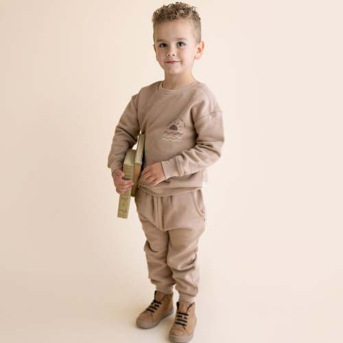 Organic Fleece Jogger Pants - Taupe (18-24 months)