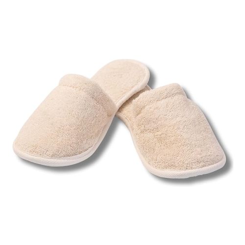 Natural Toweling Slippers - GOTS Certified 100% Organic Cotton, Ultra Soft, Machine Washable Indoor Slippers for Bath and Home M Size US (8-9 Women/7-8 Men)