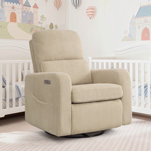 Aemeios Swivel Power Recliner Chair, Gray Nursery Glider Rocker