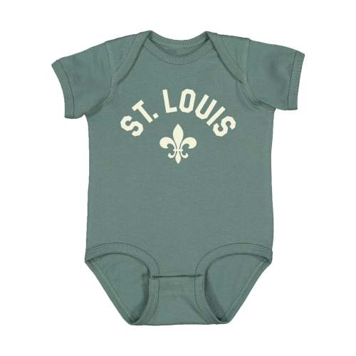 St. Louis Fleur de Lis Baby Onesie - Green