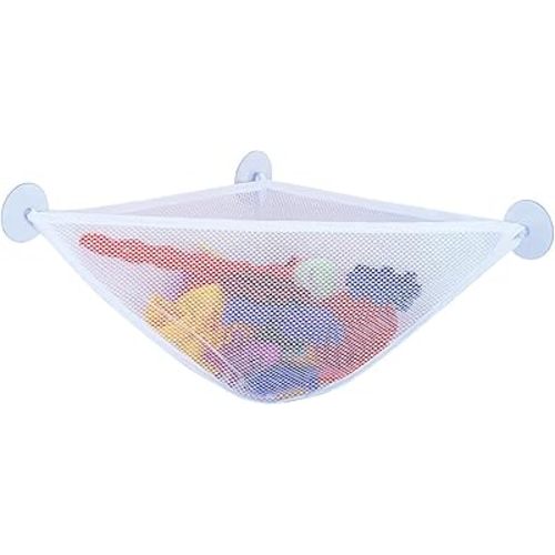 chil Bath Toy Organizer with 3 Strong Suction Cups Mounted Bath/Shower Caddy Storage Solution Bath Toy Storage Net & Bathroom Corner Shower Caddy Bag Bathroom Storage Bag
