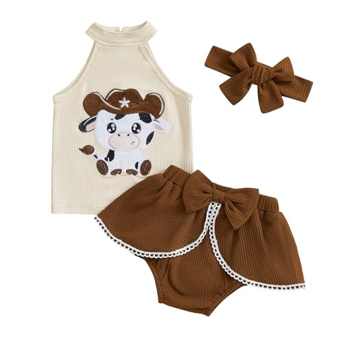 Newborn Infant Baby Girl Outfit 3pcs Letter Print Western Clothes Sets Short Sleeve Tassel T-Shirts Shorts