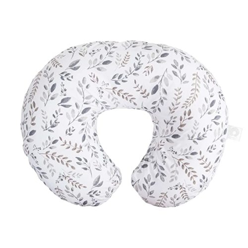 Boppy Original Nursing Pillow, Gray Taupe Leaves, Ergonomic Nursing Essentials for Bottle and Breastfeeding, Firm Fiber Fill, with Removable Pillow Cover, Machine Washable