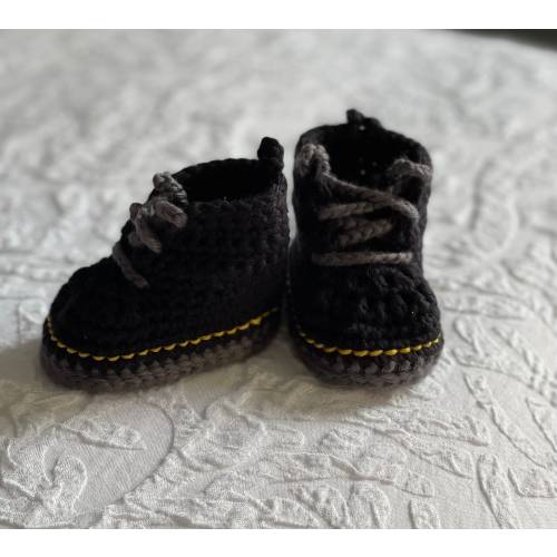 Black Crochet Baby Doc Marten Style Booties