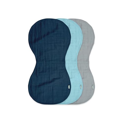 green sprouts Muslin Burp Cloths made from Organic Cotton | 4 absorbent layers protect from sniffles, drips & drools | 100% organic cotton muslin, Super soft & softer with every wash, Machine washable - Blue