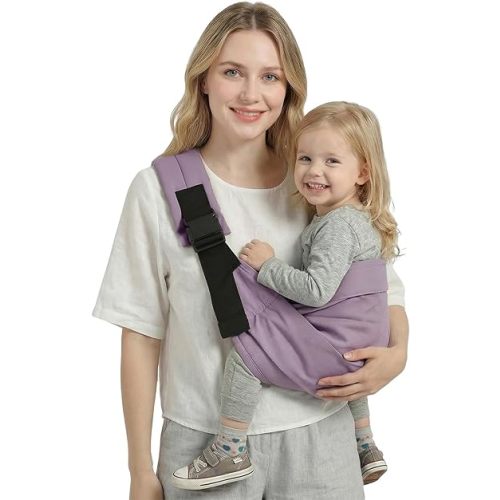 MISSWISDOM Baby Sling Carrier, Toddler Carrier Sling with Double Safety Buckle and Adjustable Shoulder Strap(8-40lbs), Baby Carriers One Size Fits All, Purple