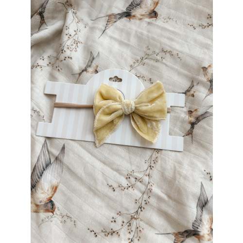 Velvet Prairie Bow Headband - Lemon