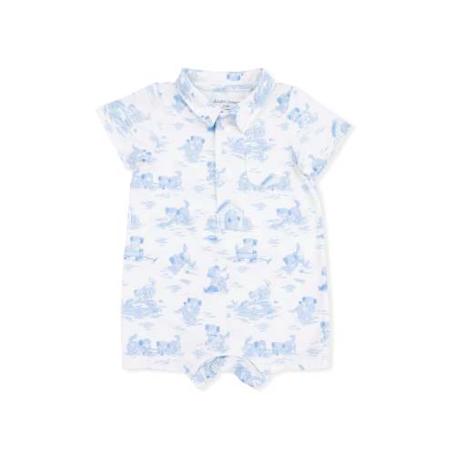 Puppy Toile Blue - Polo Shortie