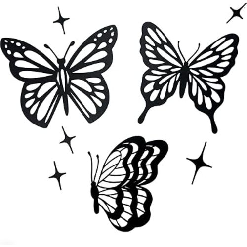 Aimto Metal Butterfly Wall Art Decor,Boho Home Decor Hanging Appearance for Bedroom Living Room Wall (5.5 Inch black Set of 3)