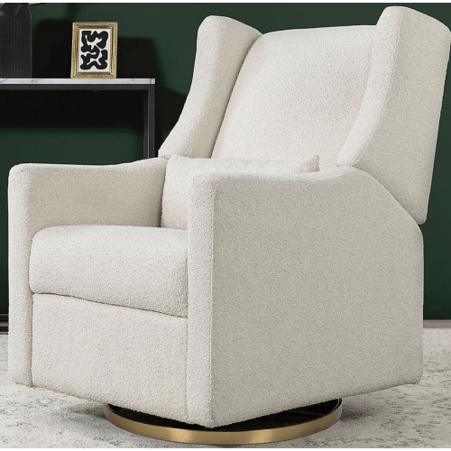 Babyletto Kiwi Ivory Boucle Nursery Power Glider Recliner Chair with Gold Base