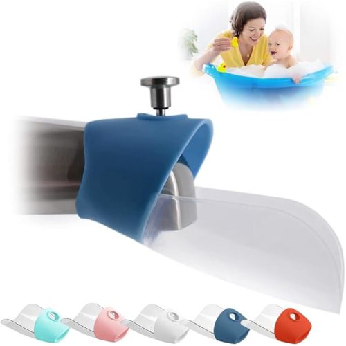 Bath Helper - Bath Tub Faucet Extender - Guides Water Directly from Faucet to Baby Bath Tub Without Excessive Water Waste and Splashing (Clear White)