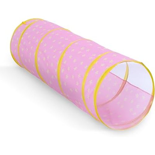 Play Tunnel for Toddlers 1-3, Tunnel for Kids to Craw Through Sensory Toys for 1 Year Old Boy Girl Babies Kids, Indoor, Pink Star Pattern Outdoor Great for Motor Function