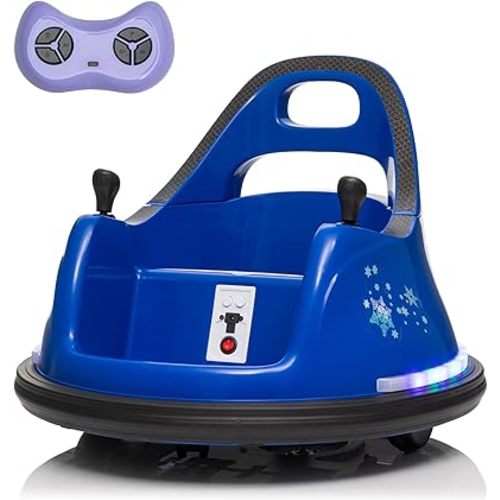 Electric Kids Car Ride On Bumpin Bumper Car for Boys and Girls, 12V Electric Bumper Car Toy Gifts W/Parent Remote Control, 360° Spin, Music and Bright LED Lights, Dark Blue