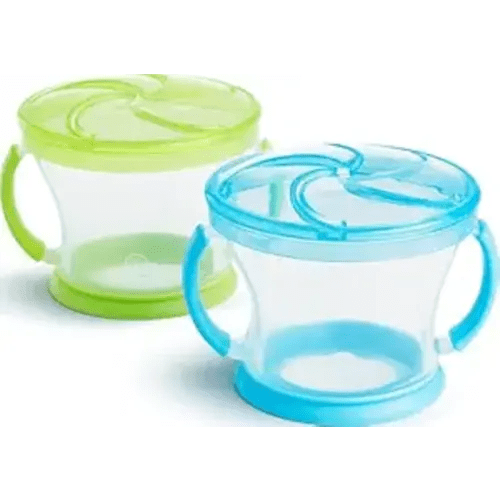 Munchkin Snack Catcher Toddler Snack Cups, No Spill, 2 Pack, Blue/Green