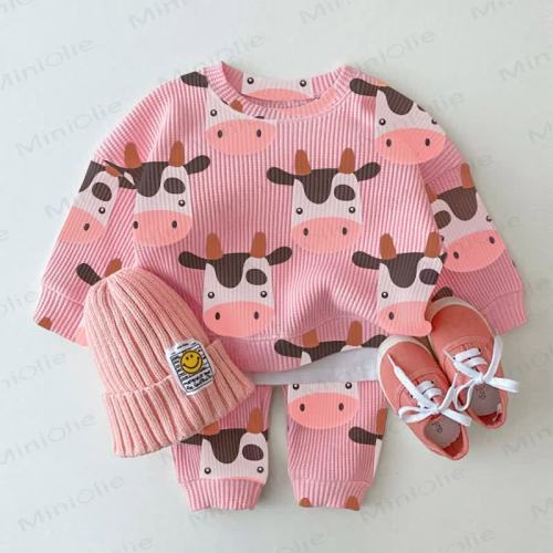Baby Cow Pink Waffle 2-piece Set