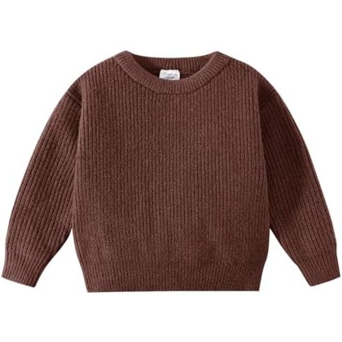 Toddler Knit Sweater Round Neck Cute Long Sleeve Pullover Sweatshirt for Baby Girl Boy Oversize Fall Winter Clothes