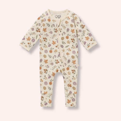 Organic Zipsuit with Feet - Maple Glow