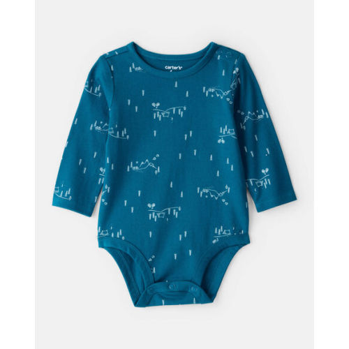 Woodland Long-Sleeve Graphic Bodysuit - Blue | Carter's