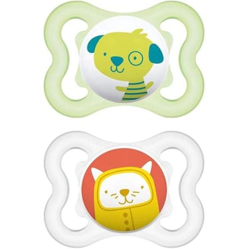 MAM Air Baby Pacifier, for Sensitive Skin, Sterilizer Case, 2 Pack, 0-6 Months, Unisex